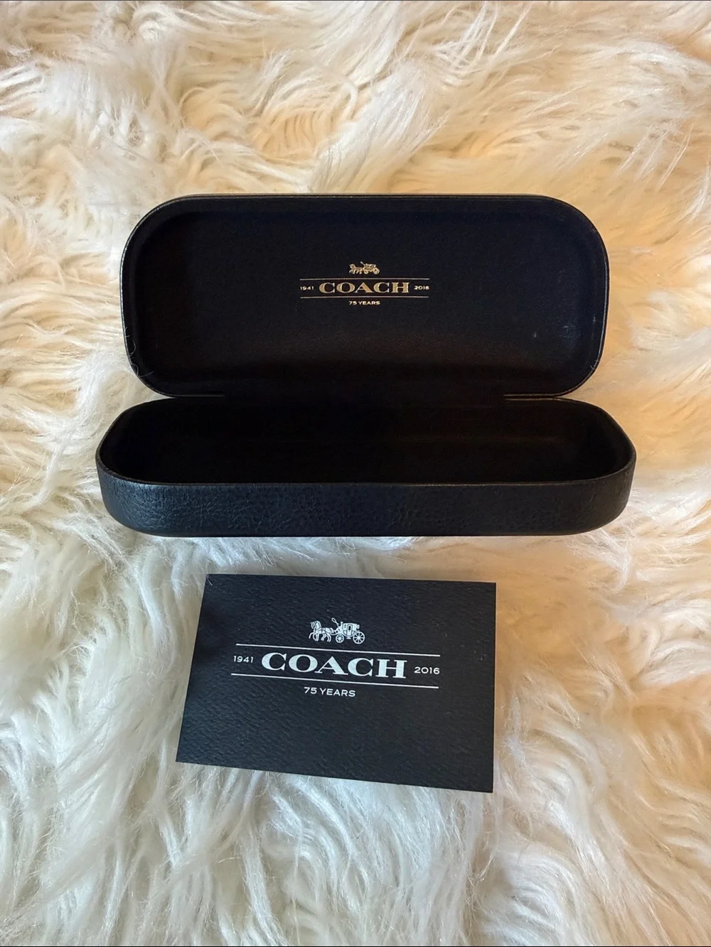 Coach Black Interior sunglasses case with Gold Foil Logo